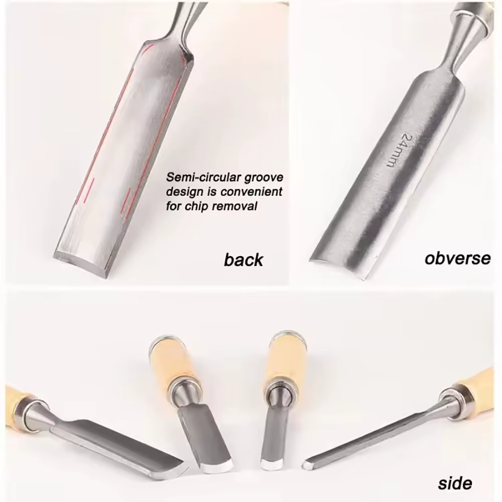 Jeu de ciseaux à découper le bois 6/12/18/24mm 4 pièces charpentier professionnel équipé d'outils ergonomiques de