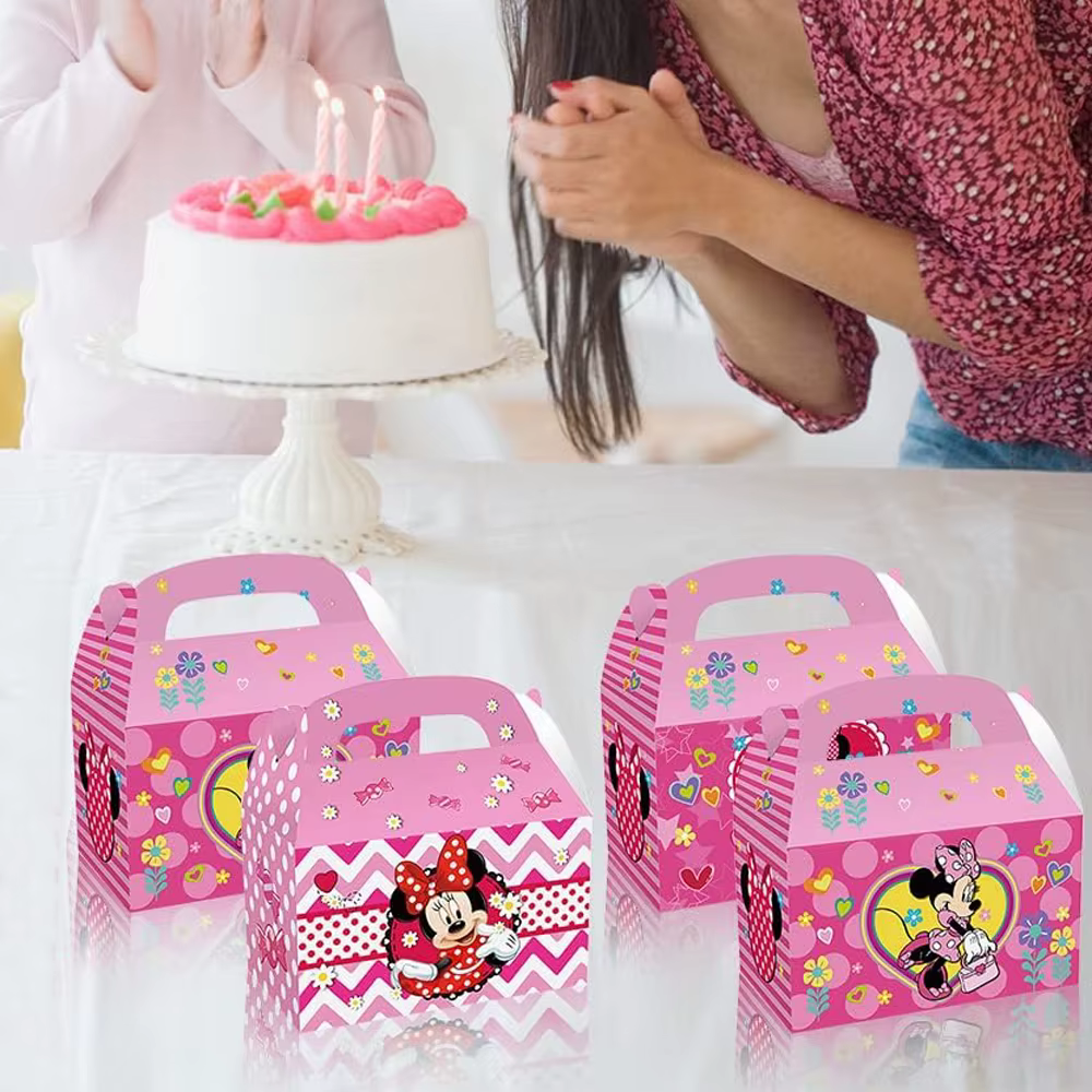 12 pièces/24 pièces, sac cadeau de fête de dessin animé Disney Minnie Mickey Mouse-design double face coloré