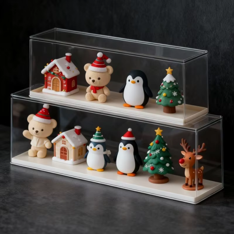 Mallette de rangement d'affichage en acrylique pour figurine d'action, boîte de rangement transparente anti-poussière pour figurines, boîte aveugle empilable, affichage étagé