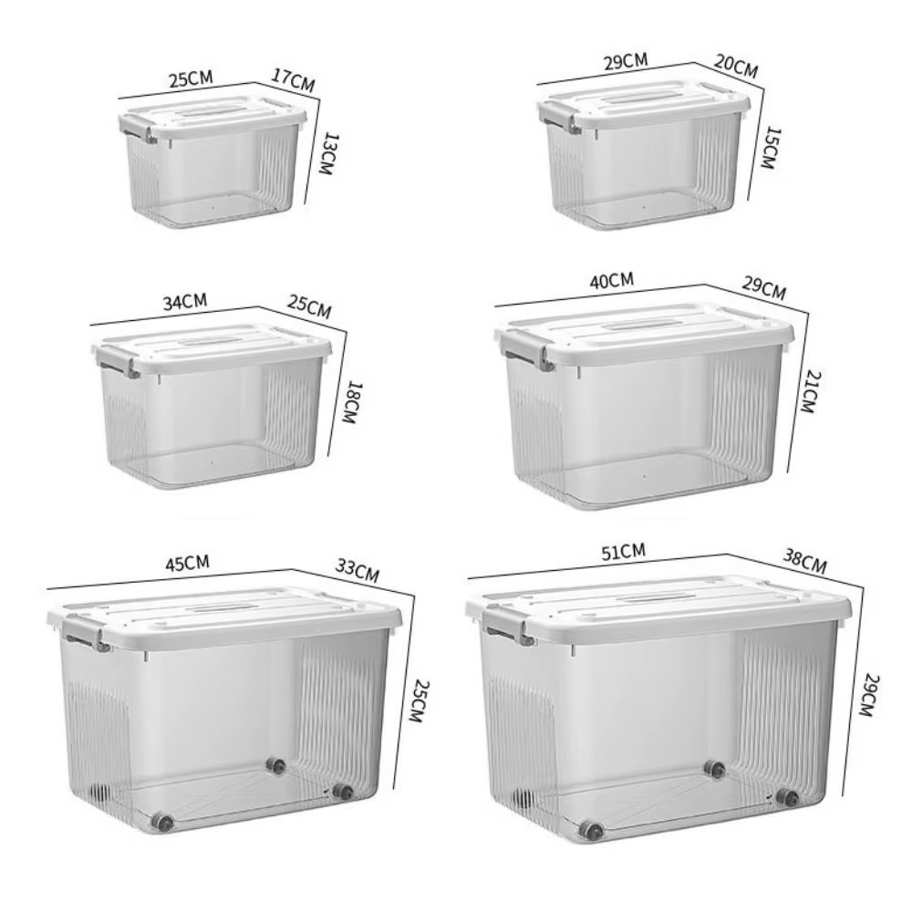 Boîte de rangement noire transparente durable en plastique avec couvercle