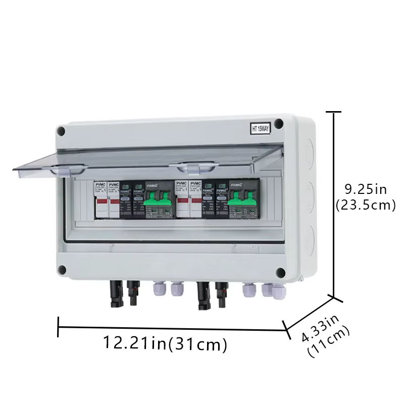 Boîtier de Combinaison Photovoltaïque Solaire DC 600V 2 Entrées 2 Sorties avec Protection Foudre