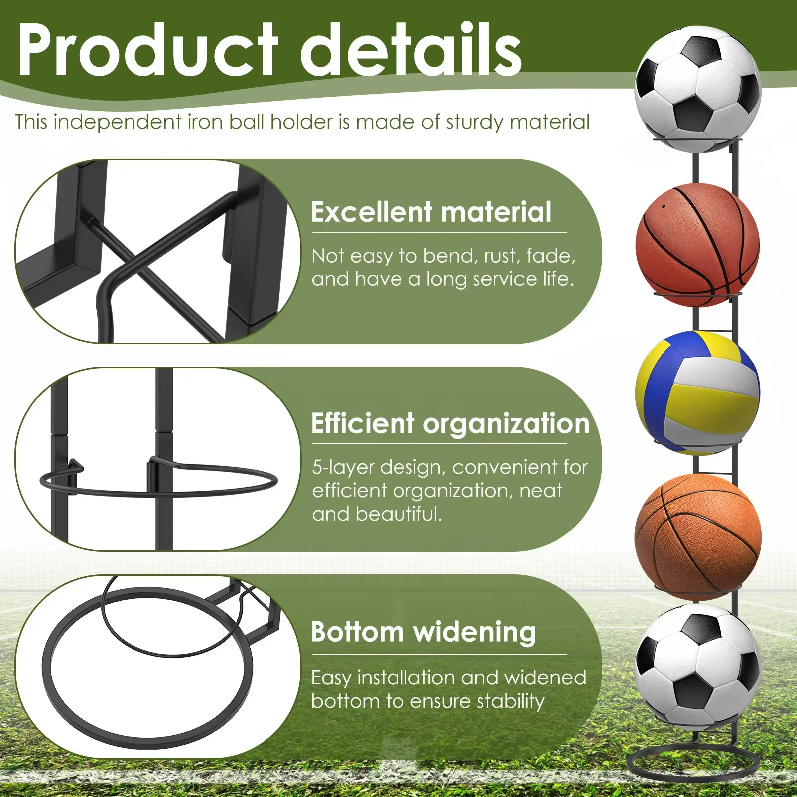 Support de rangement pour ballons de sport à 5 niveaux