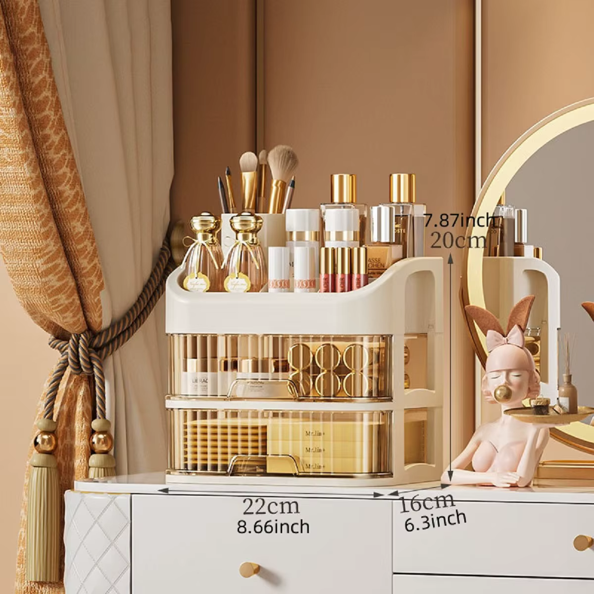 Boîte de rangement de maquillage multicouche 1 pièce