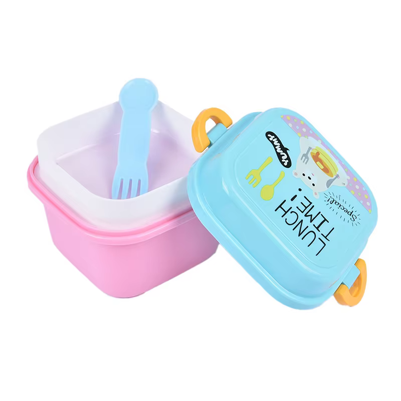 Boîte à lunch en plastique sain de dessin animé pour enfants