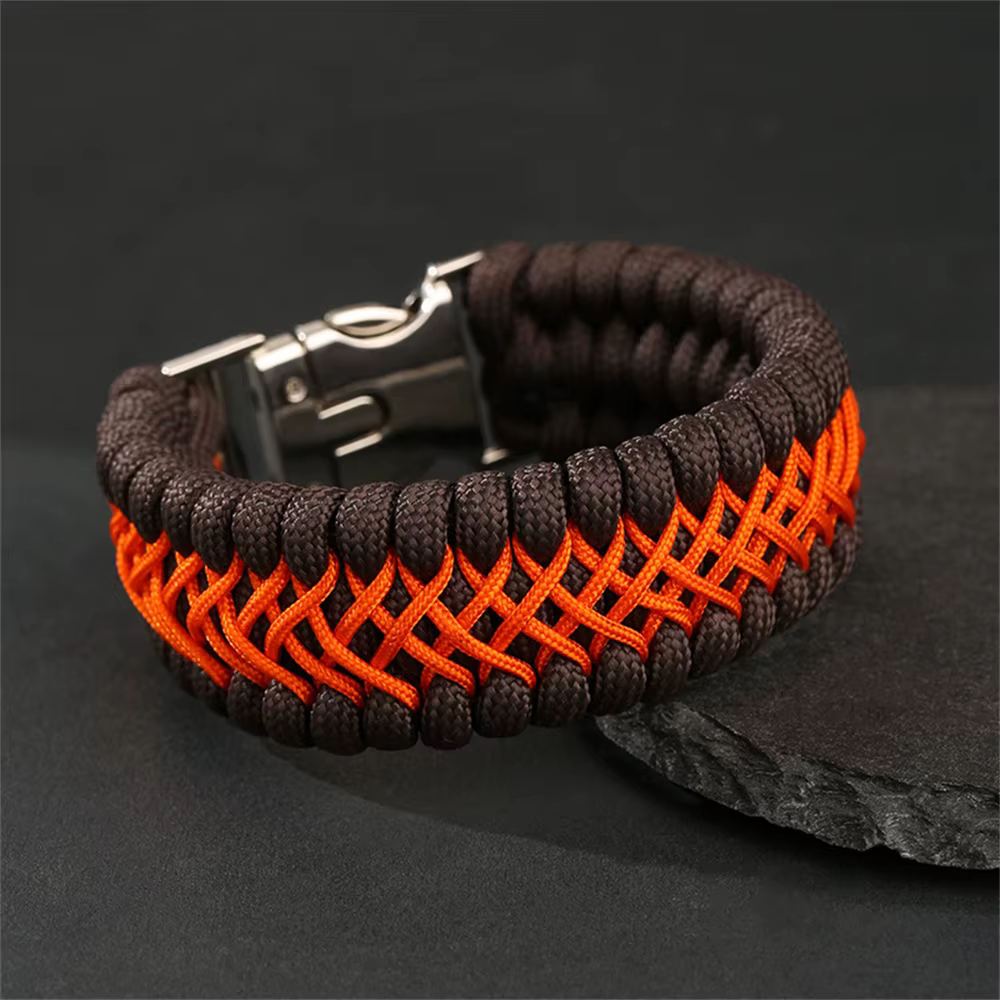 Bracelet paracorde fait à la main à 7 cœurs pour hommes, survie en plein air, Camping, corde d'urgence, bijoux de Style Vintage, cadeau de randonnée