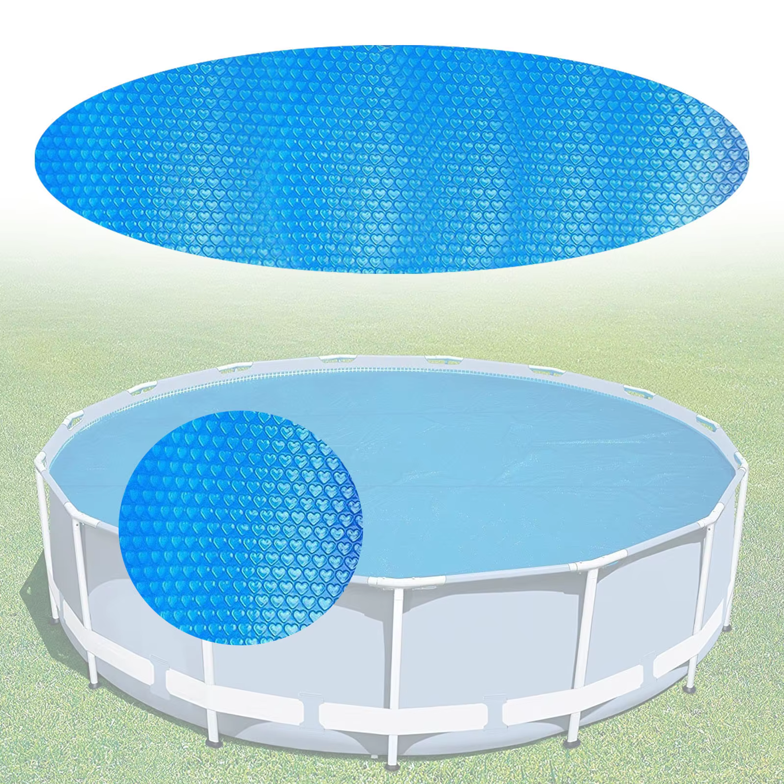 Couverture de piscine solaire ronde, imperméable à l'eau, anti-poussière, pour l'extérieur, film à bulles PE, accessoire pour l'été