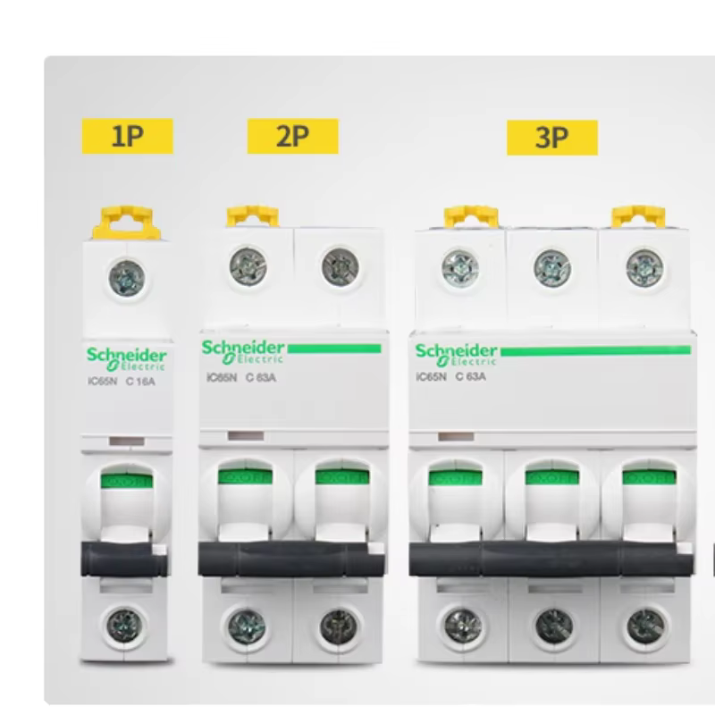 Disjoncteur miniature Schneider MCB 1/2/3/4P IC65N Type C/D pour usage domestique 2/3/4/6/10/16/20/32/50/60/63A