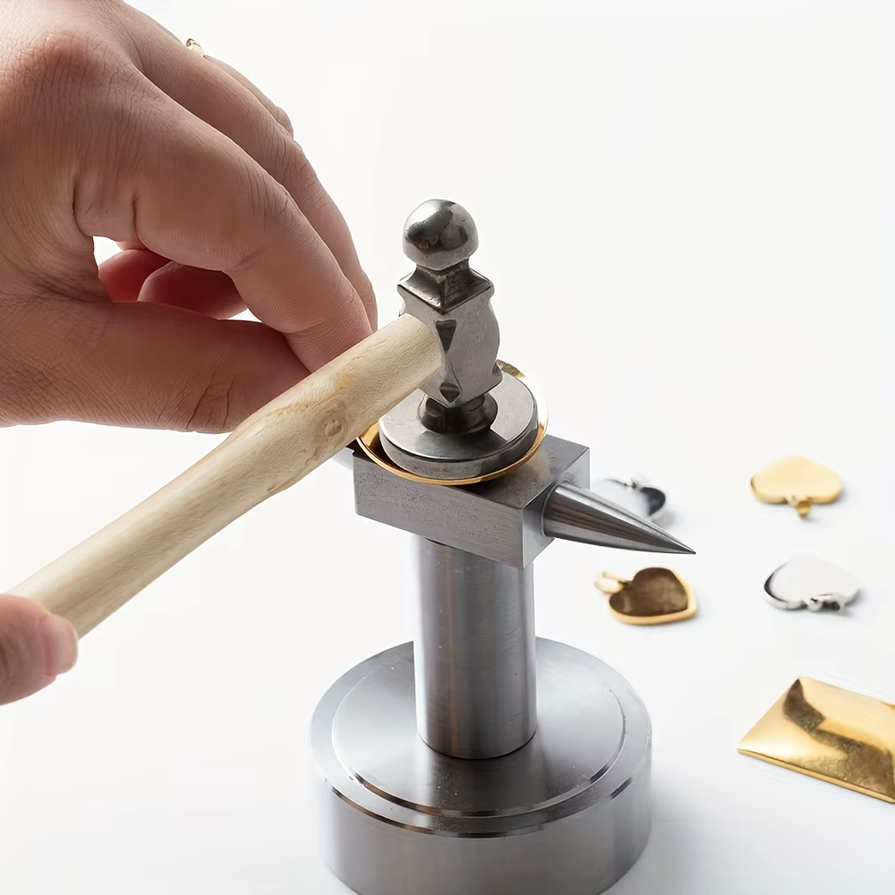 Marteaux à double tête en acier inoxydable avec manche en bois massif pour la fabrication de bijoux