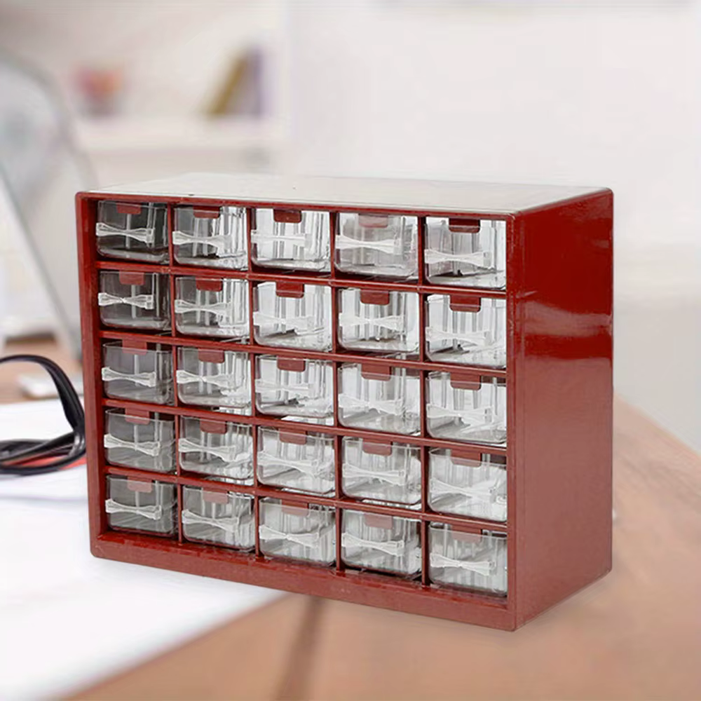 Boîte de rangement murale à 25 compartiments pour vis et composants