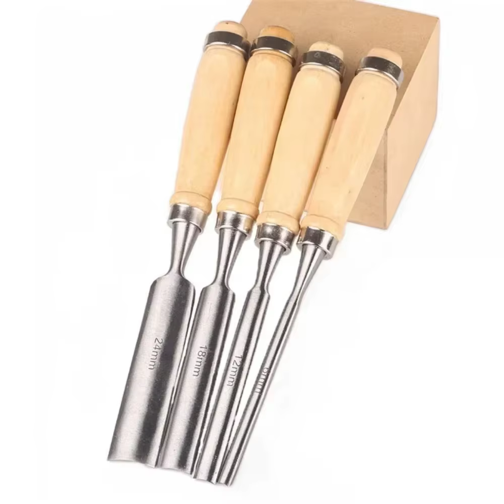 Jeu de ciseaux à découper le bois 6/12/18/24mm 4 pièces charpentier professionnel équipé d'outils ergonomiques de