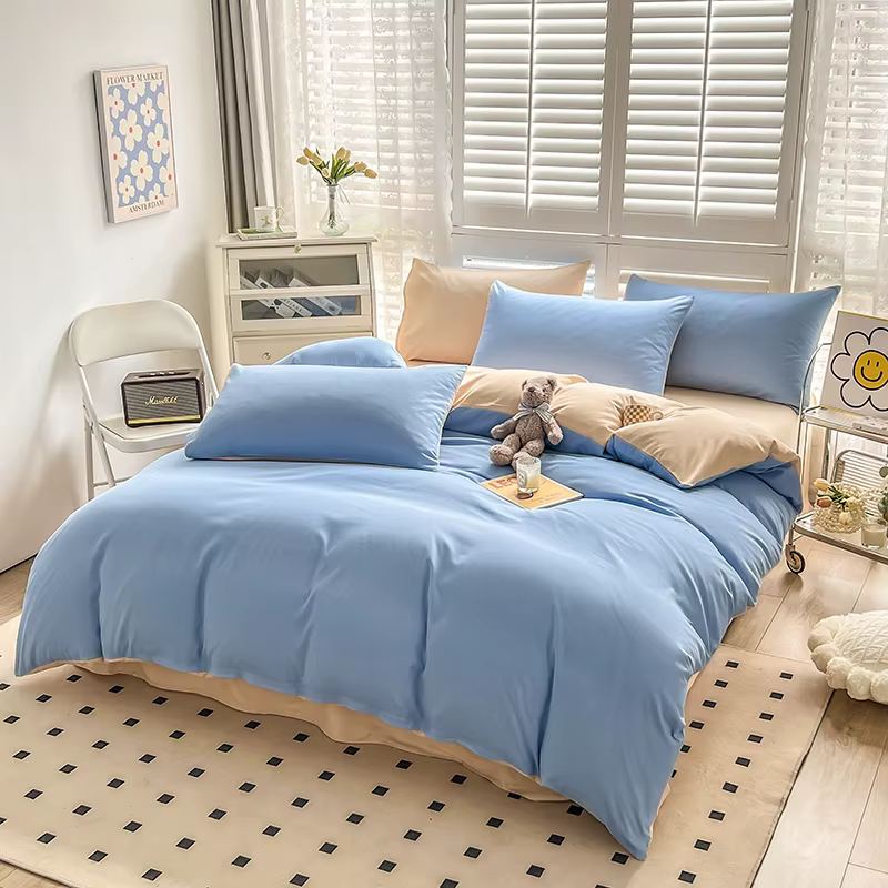 Housse de couette moderne bicolore, simple et élégante, réversible, confortable et respirante, pour un sommeil optimal
