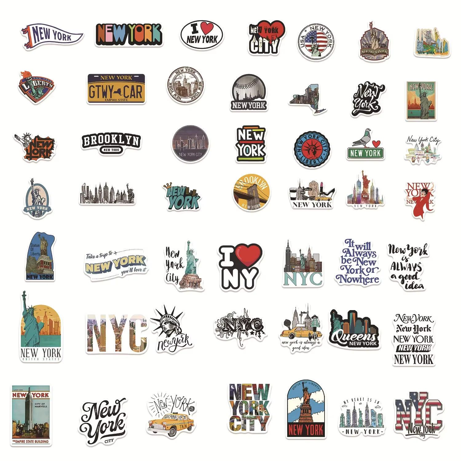 50/100 pièces mignon New York ville voyage autocollants esthétiques décalcomanies bricolage