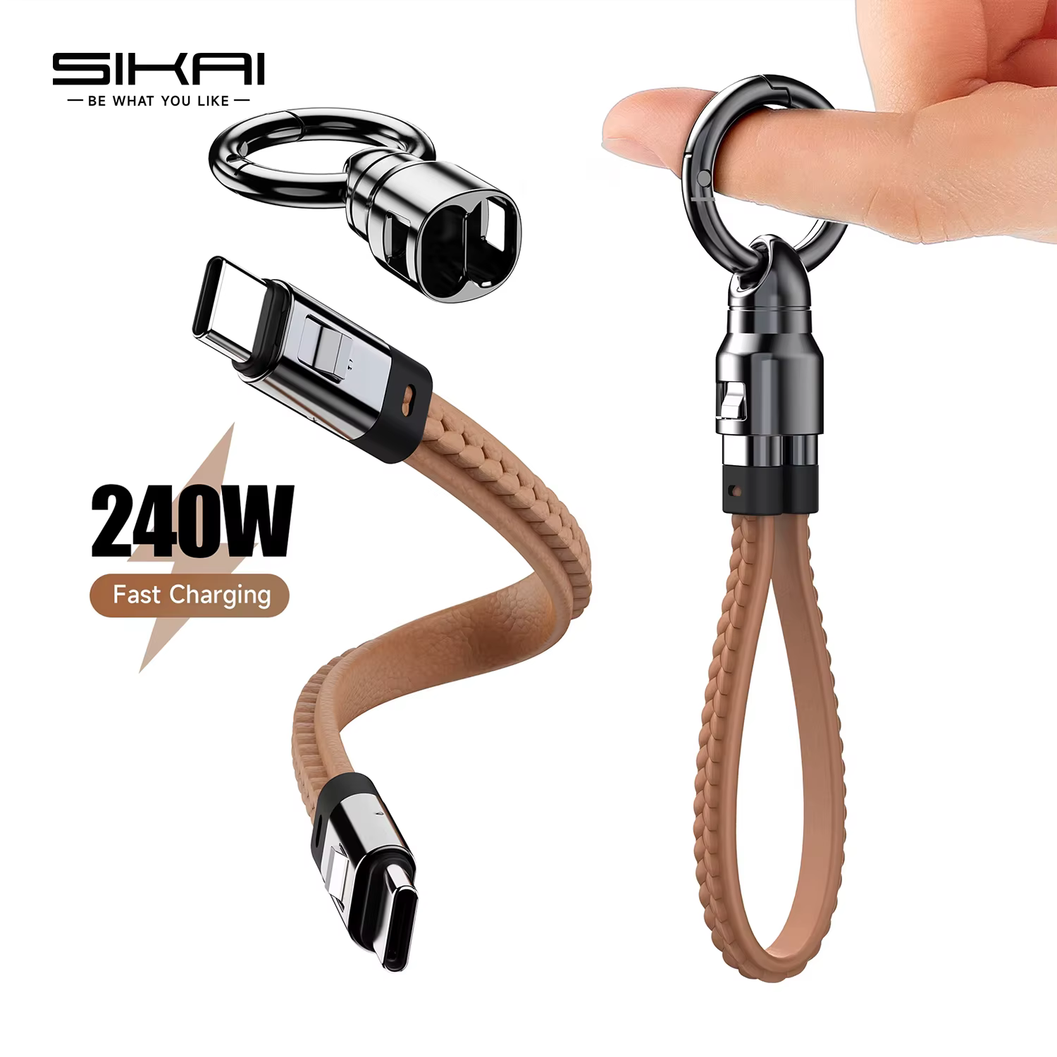Porte-clés Portable USB C câble de chargeur court 240W 5A cordon de charge rapide Type C