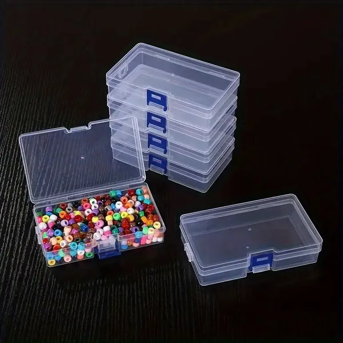 Boîte de rangement rectangulaire transparente verrouillable en plastique