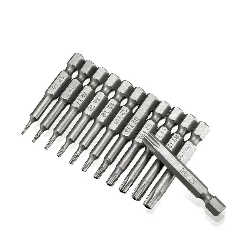 T5 T6 T7 T8 T9 T10 T15 T20 T25 T27 T30 T40 Torx Tournevis Hexagonal Magnétique de Sécurité Tête 1/4 "Tige Hexagonale Forets