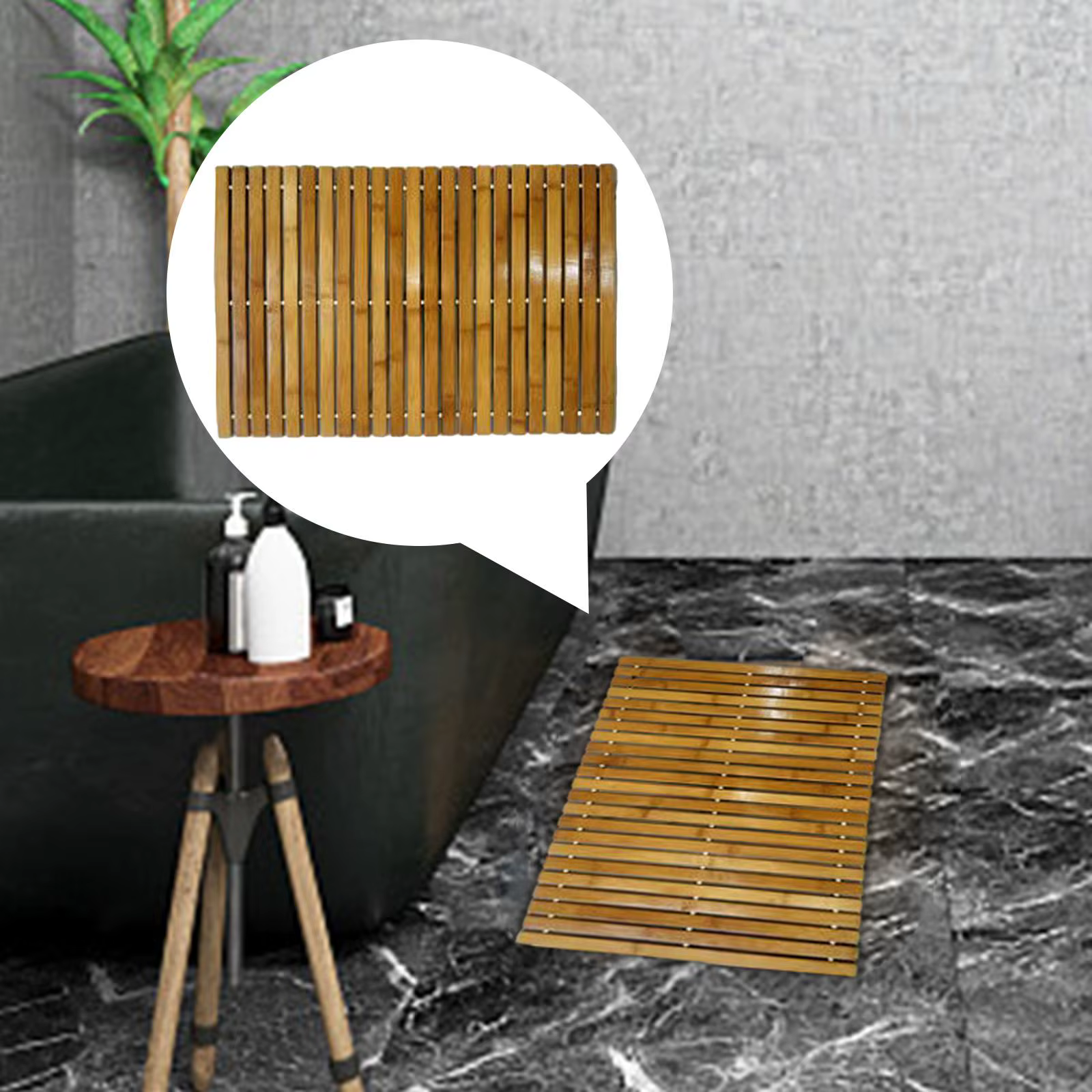 Tapis de bain en bois de bambou naturel, imperméable, pour salle de bain, toilettes, pour animaux de compagnie, grand et petit pour douche, antidérapant