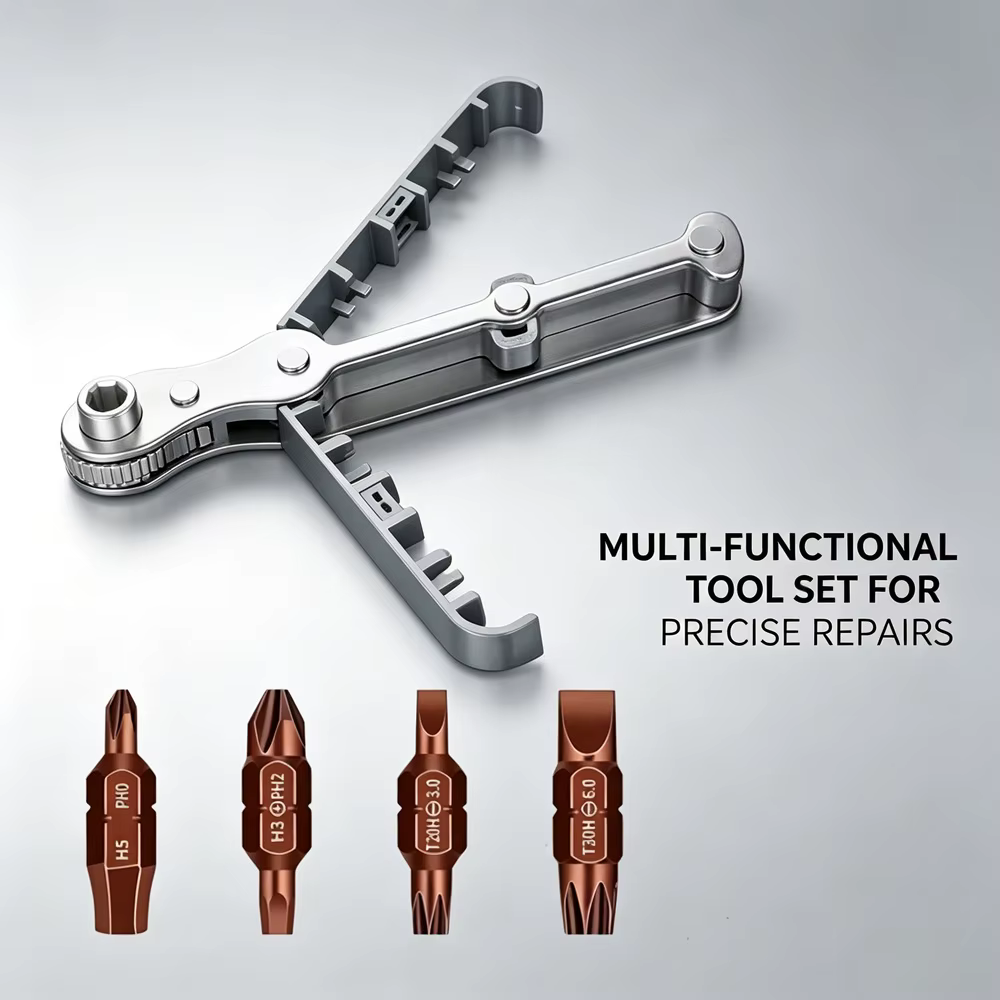 Tournevis à cliquet pliable multi-embouts