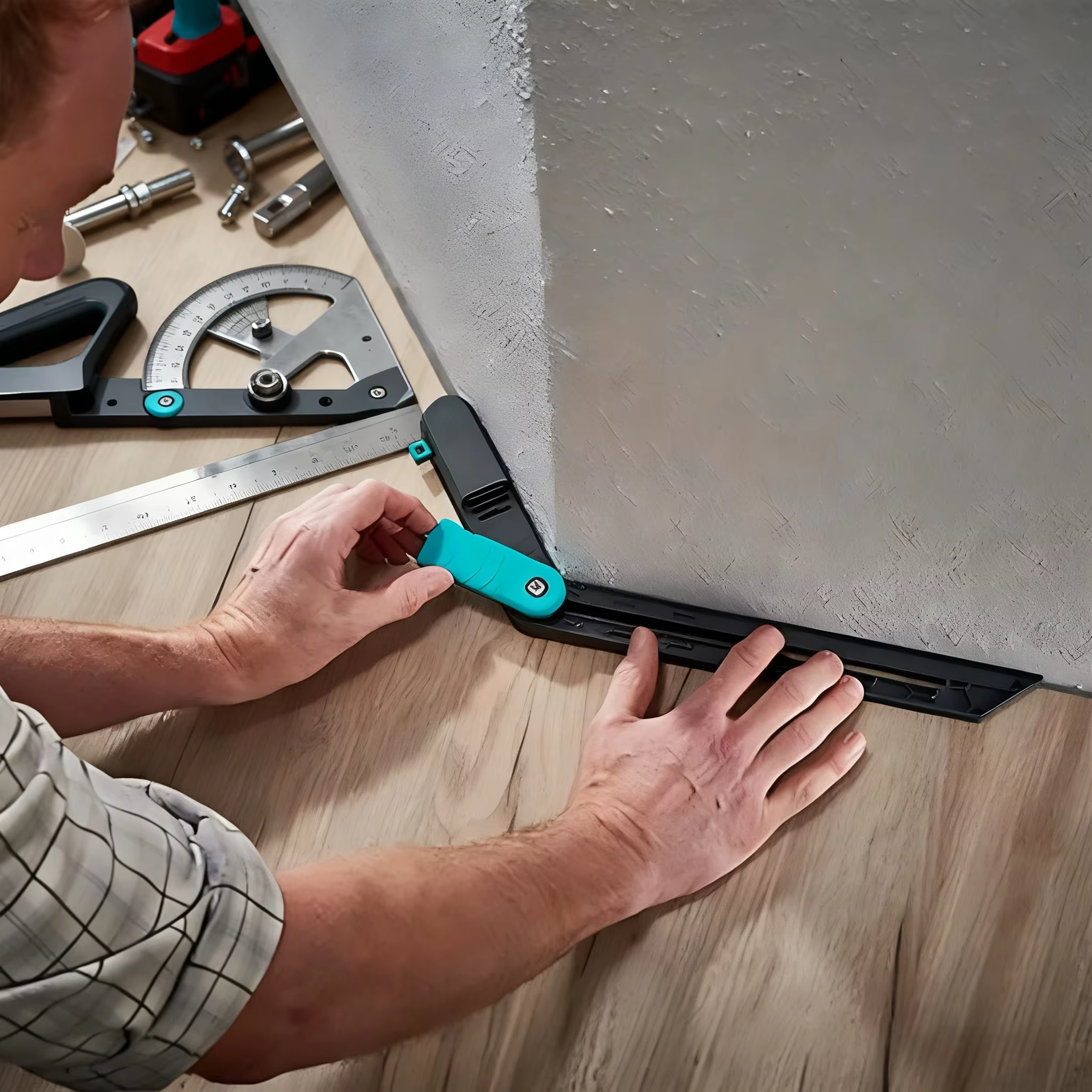 Règle en plastique verrouillable pour outil d'angle de rapporteur pour le travail du bois, mesures d'onglet de précision et Angles d'angle pour projet de menuiserie de bricolage