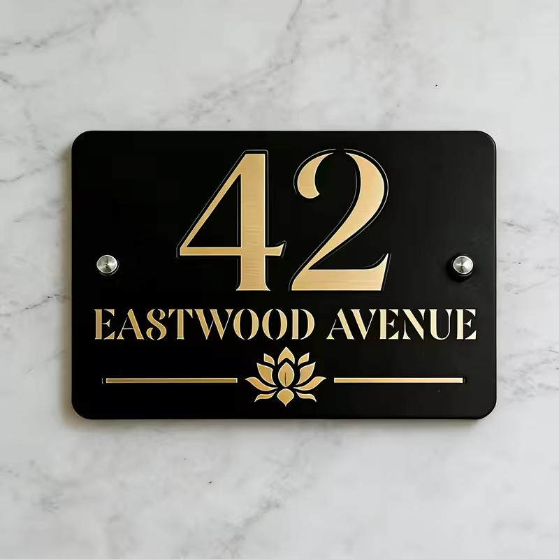 Panneau d'entrée résidentiel, panneau de porte d'entrée, panneau d'adresse moderne pour décoration extérieure de maison, panneau acrylique 3D personnalisé