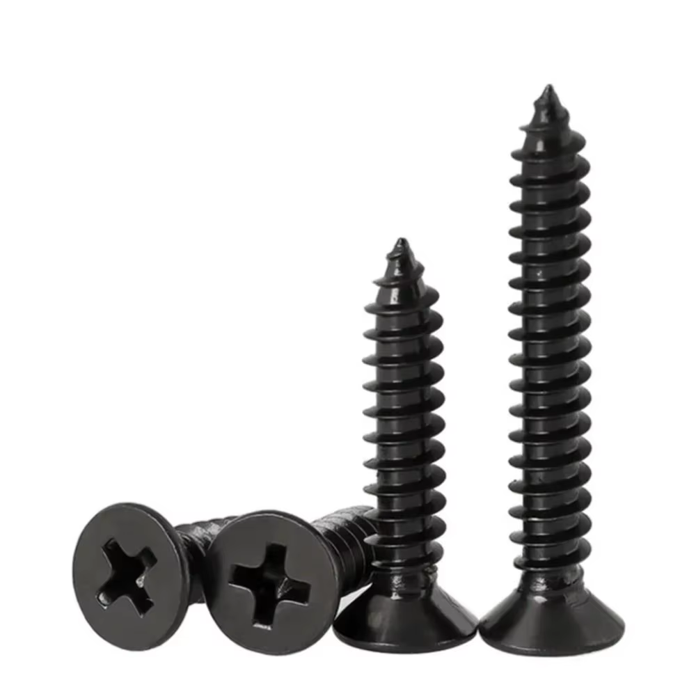 1 boîte/0.5kg lot vis pour cloisons sèches croix fraisée tête plate vis autotaraudeuse M3.5 vis Phillips en acier au carbone noir pour le travail du bois