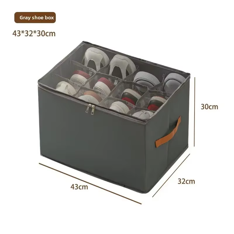 Boîte de rangement multifonctionnelle pour chaussures, pliable en tissu avec couvercle, anti-poussière et lavable, pour articles divers