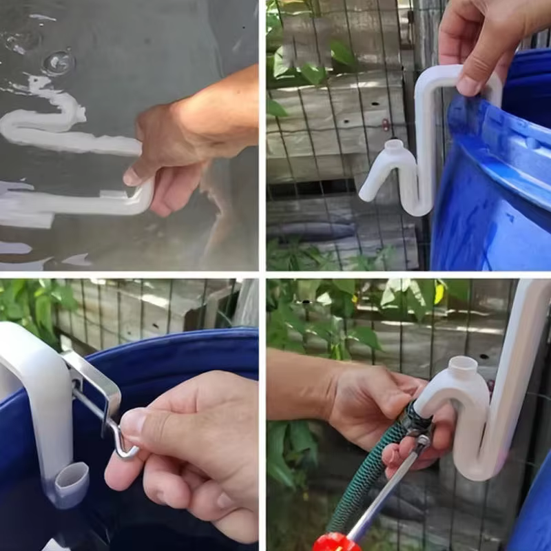Tuyau de siphon auto-amorçant sans perçage pour transfert et évacuation d'eau de pluie