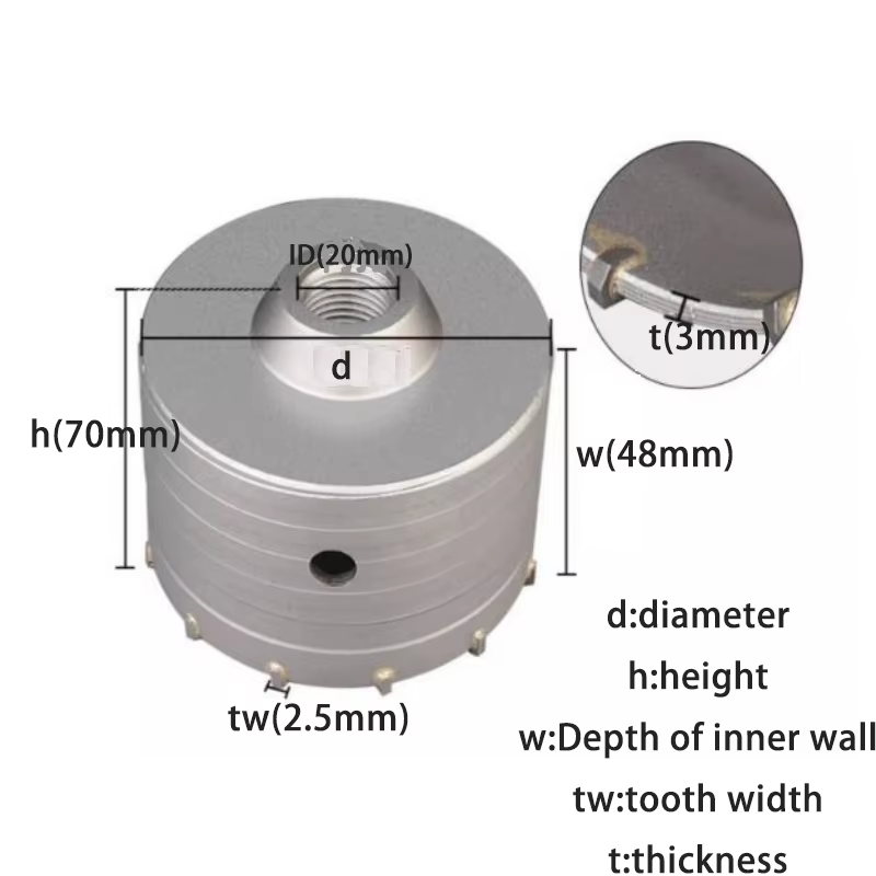 Couronne de perçage pour mur de béton