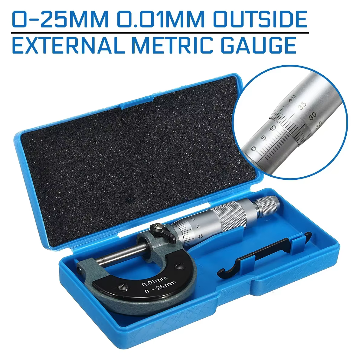 Micromètre extérieur métrique avec boîtier
