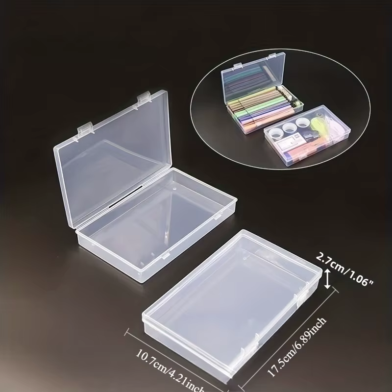 3 boîtes de rangement transparentes : organiseurs rectangulaires transparents pour fournitures de maison et de bureau - Essentiels pour la rentrée scolaire