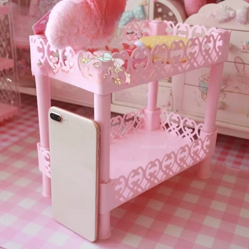 Étagère de rangement rose à 2 ou 3 niveaux