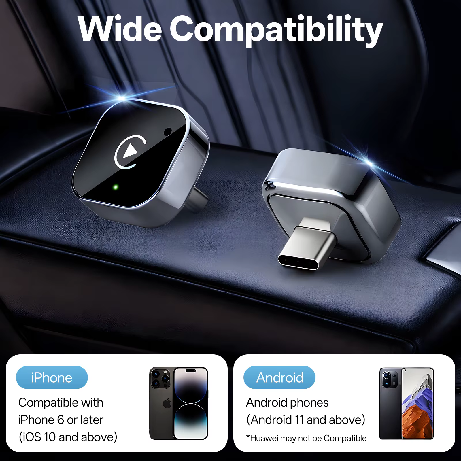 Adaptateur USB C sans fil CarPlay et Android Auto