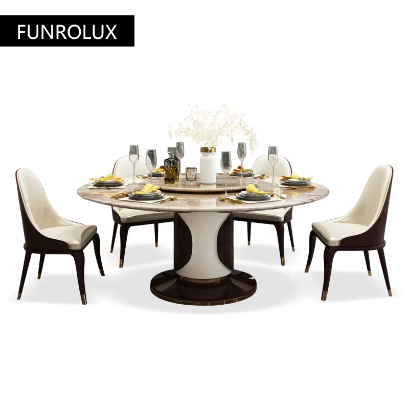 Table à manger en marbre de style moderne, table ronde, tables à manger