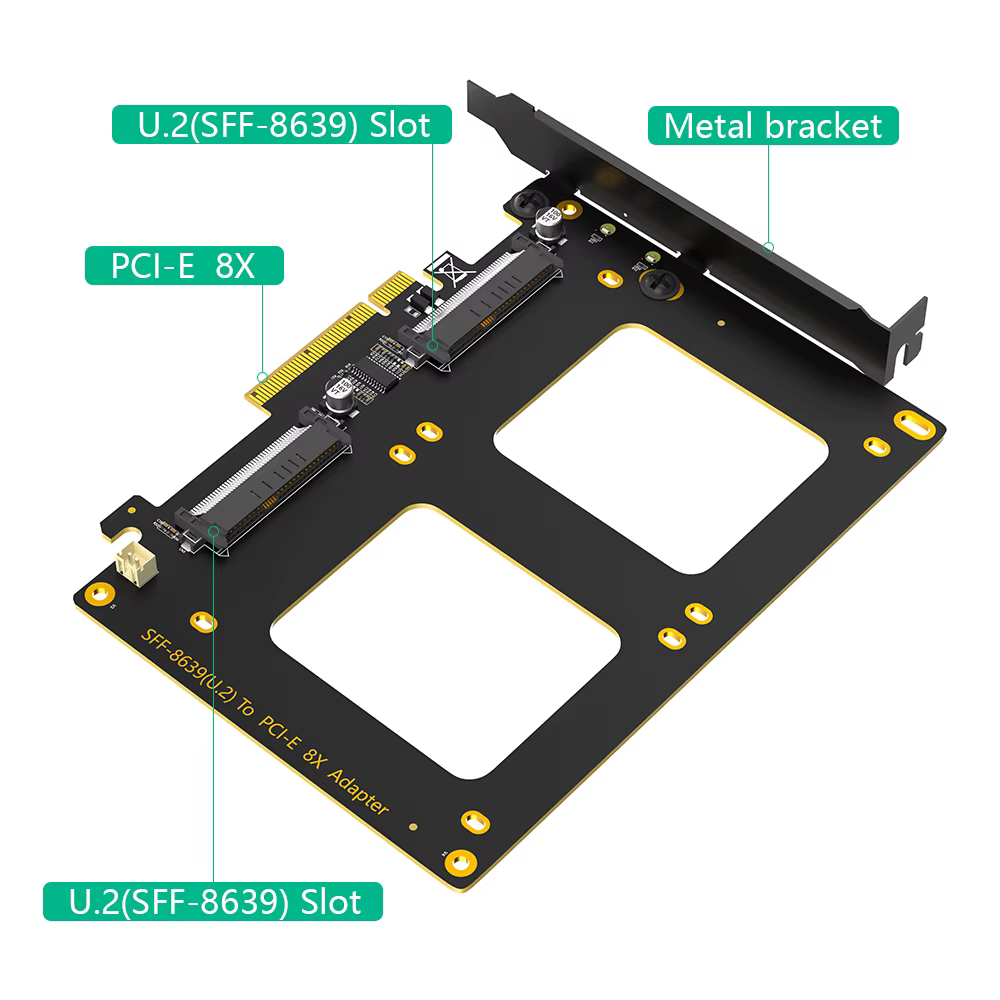 Adaptateur touristes U.2 SSD vers PCIe 4.0 X8