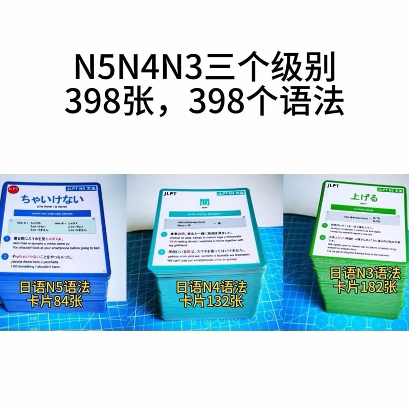 Cartes de grammaire japonaise N5 N4 N3 N2 N1, traduction anglaise du test de compétence JLPT, outils d'apprentissage et d'enseignement