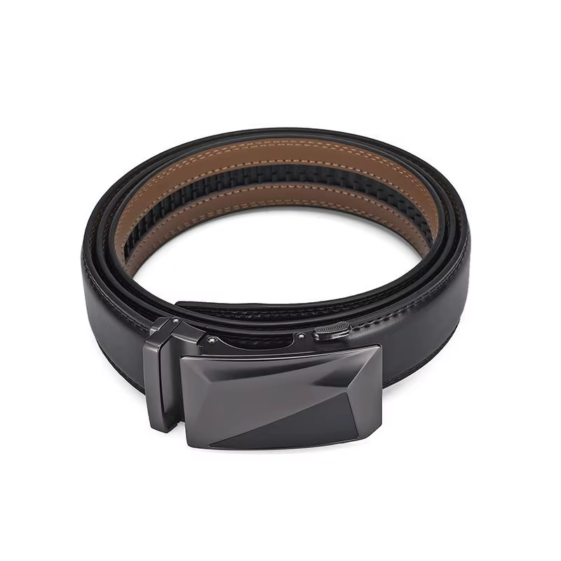 Ceinture pour homme en alliage géométrique plat avec boucle automatique