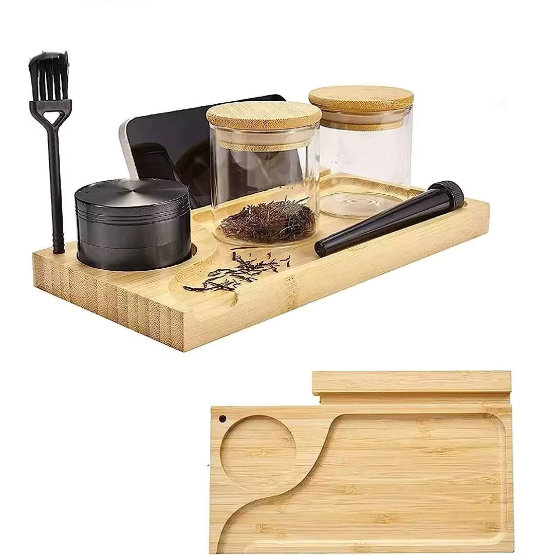 Boîte de rangement en bambou avec verrouillage par mot de passe, grande boîte en bambou BLOlock, bocaux en verre et broyeur d'herbes, boîte à mot de passe en bambou