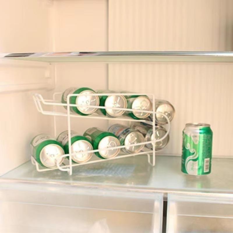Support de stockage de Cola à Double couche en fer, étagère roulante pour canettes de Soda de cuisine, support de tri et de stockage de bière et de Cola, support de canettes de Soda de bureau