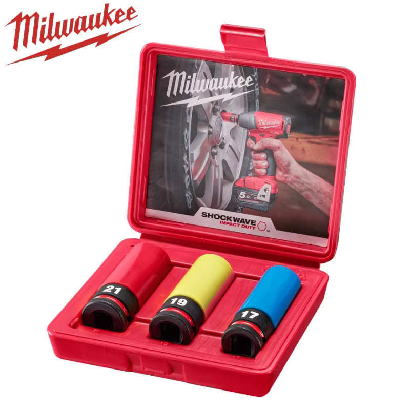 Milwaukee 3 PC. Douille à cliquet métrique SHOCKWAVE Impact Duty 1/2 pouce pour écrous de roue
