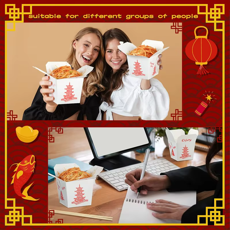 Conteneurs alimentaires à emporter chinoises pagode sans poignée boîtes à nouilles jetables préparation de repas.