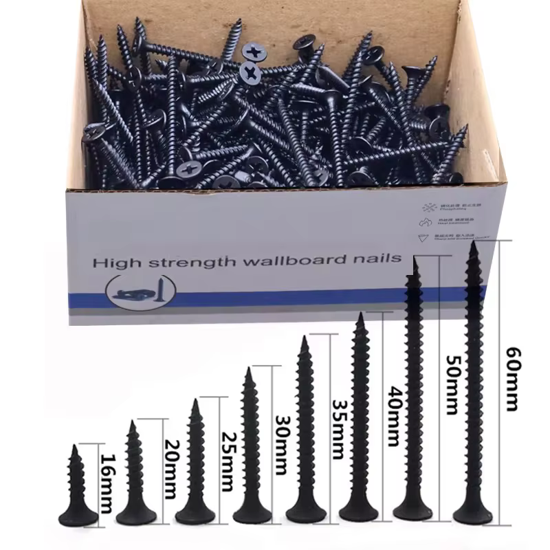 1 boîte/0.5kg lot vis pour cloisons sèches croix fraisée tête plate vis autotaraudeuse M3.5 vis Phillips en acier au carbone noir pour le travail du bois