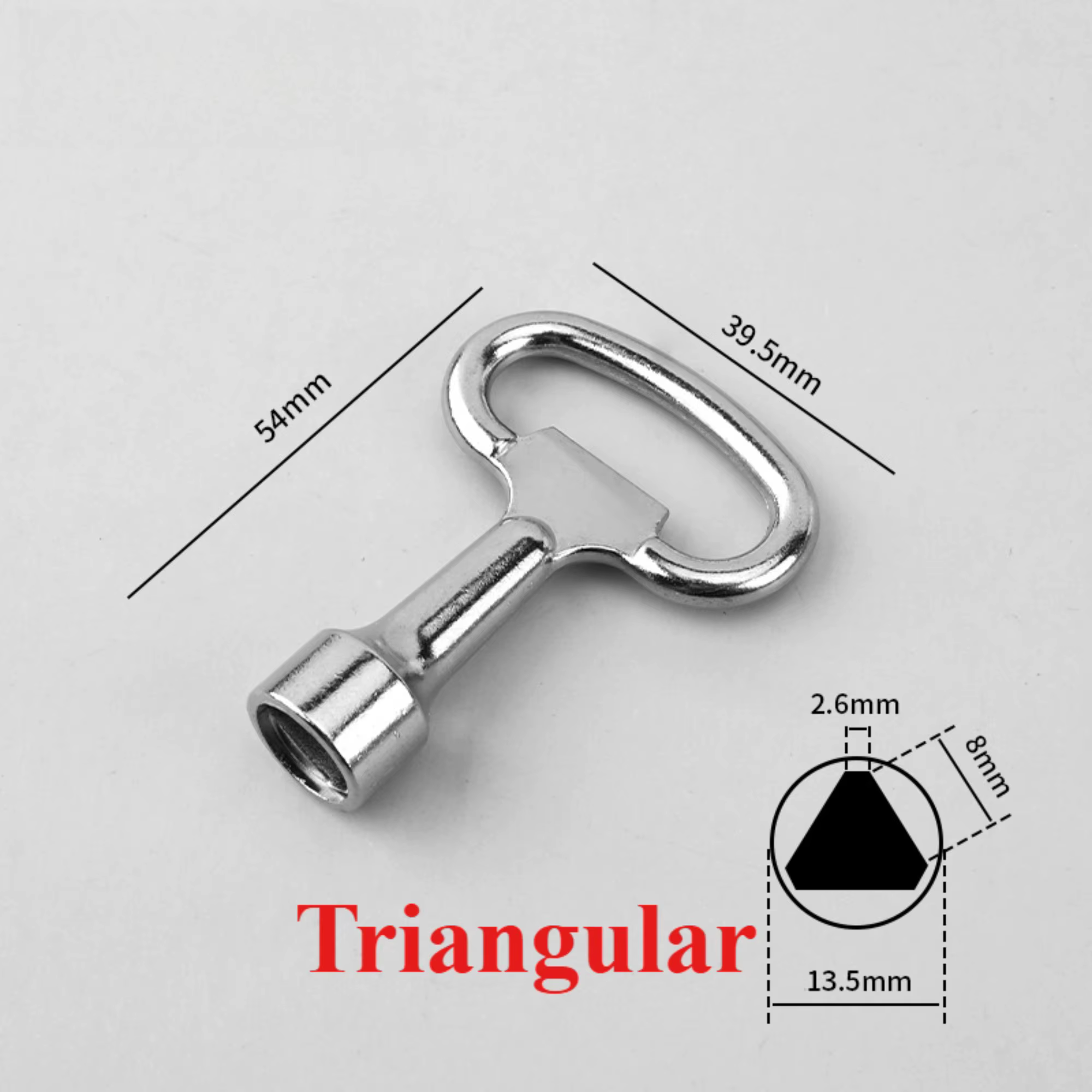 Clé triangulaire intérieure argentée