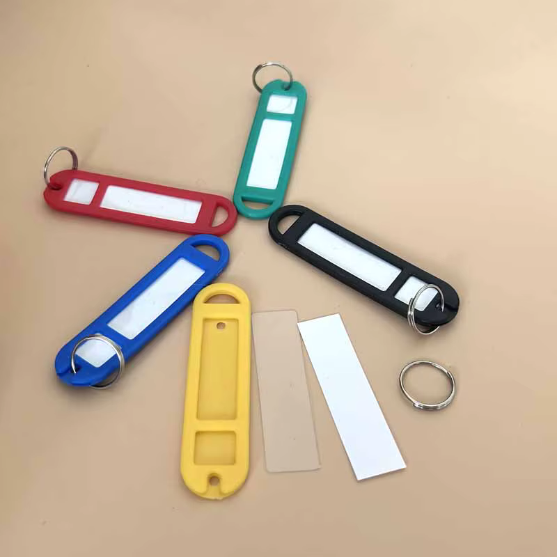 36 pièces multicolore bricolage nom anneau en plastique porte-clés ID étiquette étiquettes