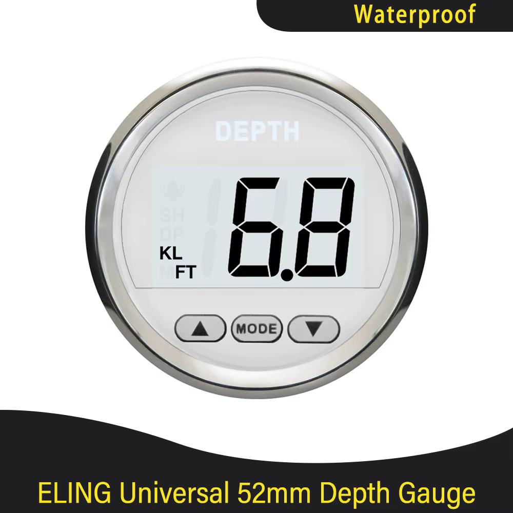 Indicateur de jauge de profondeur numérique Marine 52mm avec transducteur et rétro-éclairage blanc pour Yachts bateaux de pêche universels 12V