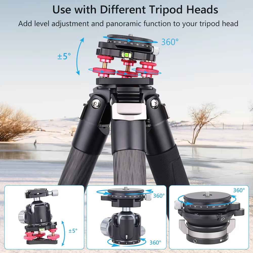 Tête de trépied à base de nivellement VICELK + 360 °