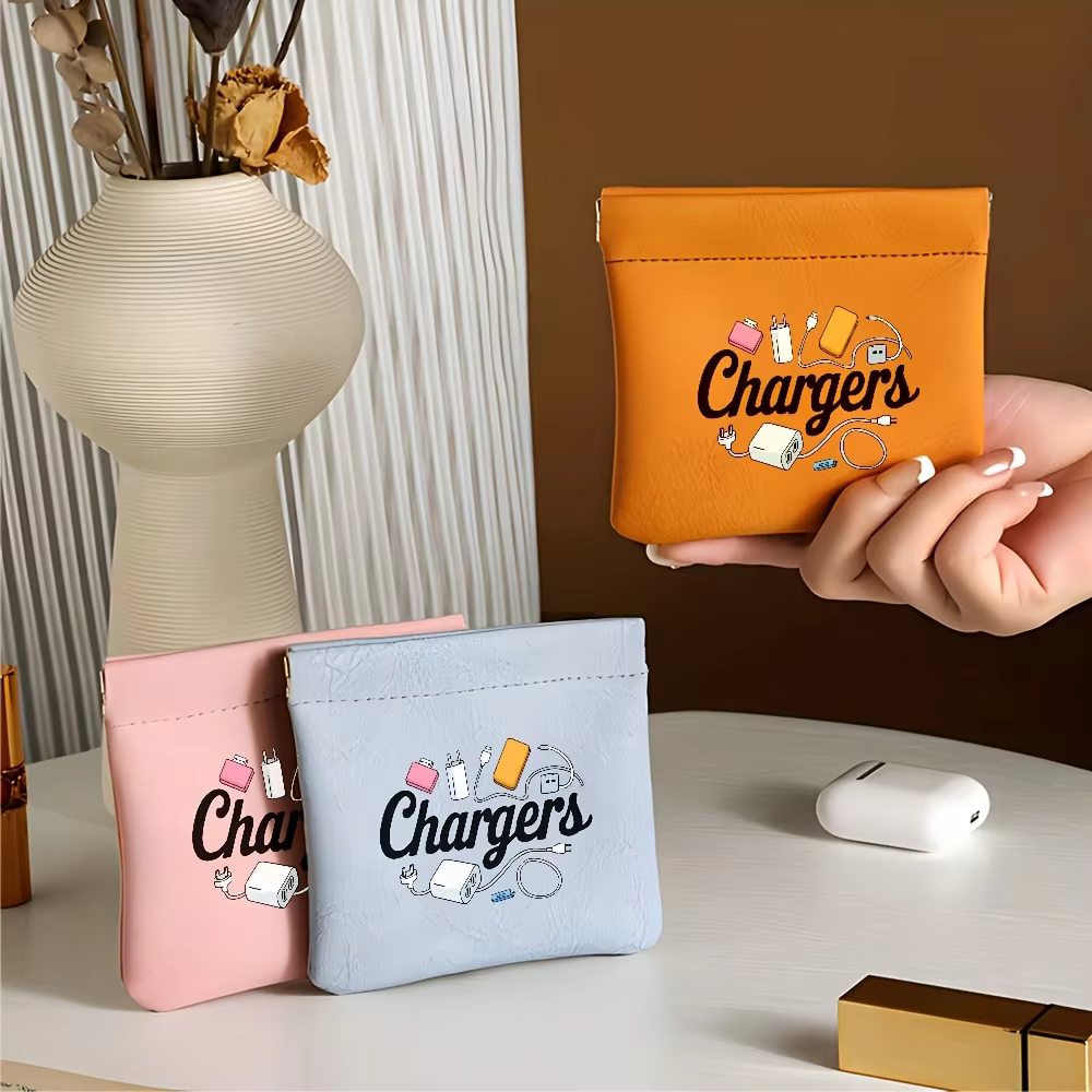 Pochette de rangement compacte en PU avec ouverture métallique