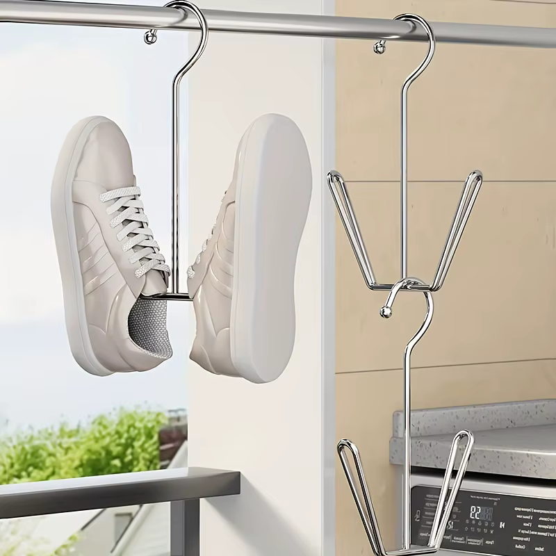 2 pièces ​ Étagère à chaussures en acier inoxydable