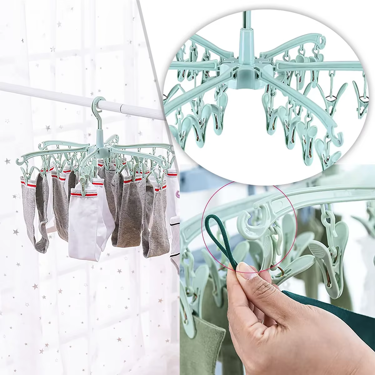 Sèche-linge pliant à 24 Clips