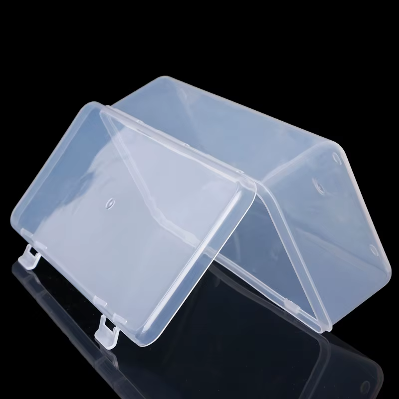 Boîte de rangement rectangulaire en plastique transparent