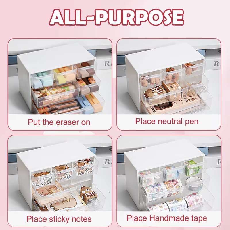 Boîte de rangement de bureau multicouche grande capacité
