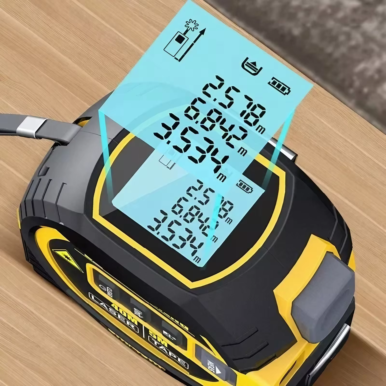 Mètre laser 40M 60M, outil de mesure de distance infrarouge 3-en-1, règle de mesure intelligente haute précision, instrument de mesure